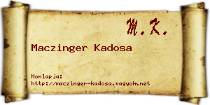Maczinger Kadosa névjegykártya